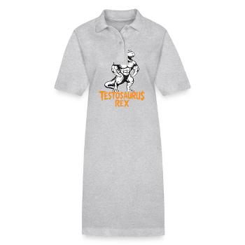 Testosaurus Rex Lustiger Bodybuilder Dinosaurier - Stanley/Stella Frauen Bio-Polokleid PAIGER - Grau meliert - Vorne