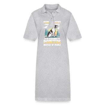 Hunter with his hunting dog - Stanley/Stella PAIGER Organic Women’s Polo Dress - heather grey - Front