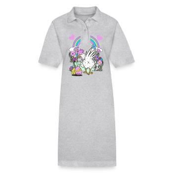 Ostern Ostereier Huhn Hühner Kinder Osterfest Kind - Stanley/Stella Frauen Bio-Polokleid PAIGER - Grau meliert - Vorne