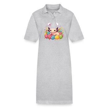 Vintage Oster Axolotl - Frohe Ostern - Stanley/Stella Frauen Bio-Polokleid PAIGER - Grau meliert - Vorne
