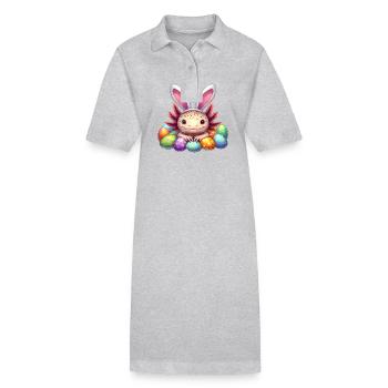 Oster Axolotl - Frohe Ostern - Stanley/Stella Frauen Bio-Polokleid PAIGER - Grau meliert - Vorne