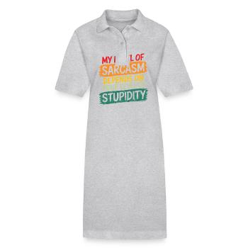 Mein Grad an Sarkasmus hängt von deinem Grad an Stupi ab - Stanley/Stella Frauen Bio-Polokleid PAIGER - Grau meliert - Vorne
