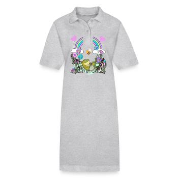 Frosch Frösche Kinder Kind - Stanley/Stella Frauen Bio-Polokleid PAIGER - Grau meliert - Vorne