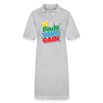 His Pain Your Gain - Stanley/Stella Frauen Bio-Polokleid PAIGER - Grau meliert - Vorne