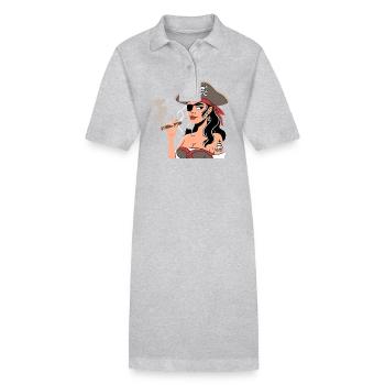 Piratenkostüme für Frauen im Buccaneer Stil mit - Stanley/Stella Frauen Bio-Polokleid PAIGER - Grau meliert - Vorne