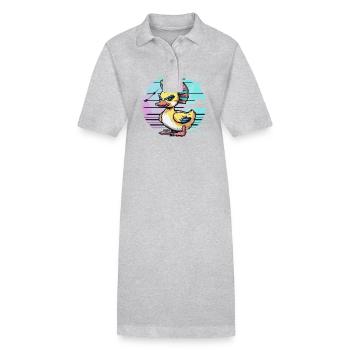 Punk duck avec mohawk arc-en-ciel devant - Robe polo bio PAIGER Stanley/Stella Femme - gris chiné - Devant