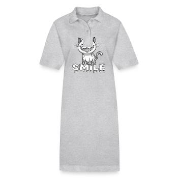 sourire de chat souriant sourire pour amoureux des chats - Robe polo bio PAIGER Stanley/Stella Femme - gris chiné - Devant