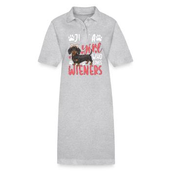 Juste une fille qui aime les saucisses fumées - Robe polo bio PAIGER Stanley/Stella Femme - gris chiné - Devant