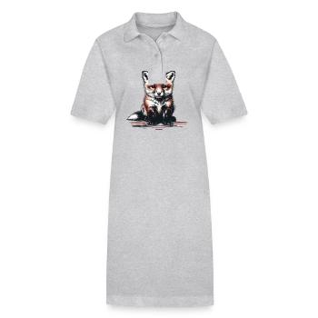 Waldtier Fuchs Füchse Kinder Kind Märchen - Stanley/Stella Frauen Bio-Polokleid PAIGER - Grau meliert - Vorne