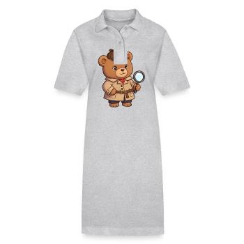 Teddybär Detektiv - Stanley/Stella Frauen Bio-Polokleid PAIGER - Grau meliert - Vorne