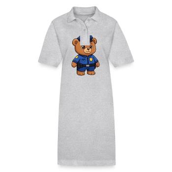 Teddy Bear Policeman - Stanley/Stella PAIGER Organic Women’s Polo Dress - heather grey - Front