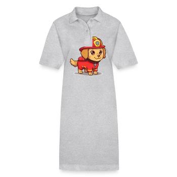 Tier Cartoon Feuerwehrhund - Stanley/Stella Frauen Bio-Polokleid PAIGER - Grau meliert - Vorne