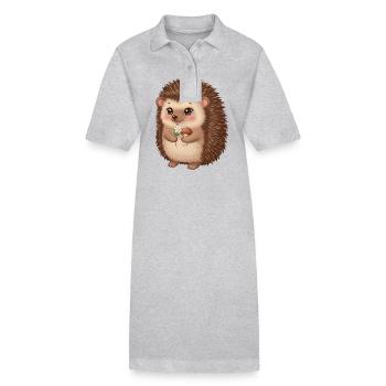 Tier Cartoon Igel - Stanley/Stella Frauen Bio-Polokleid PAIGER - Grau meliert - Vorne