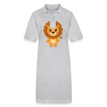 Tier Cartoon Löwe - Stanley/Stella Frauen Bio-Polokleid PAIGER - Grau meliert - Vorne