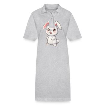 Tier Cartoon Hase - Stanley/Stella Frauen Bio-Polokleid PAIGER - Grau meliert - Vorne