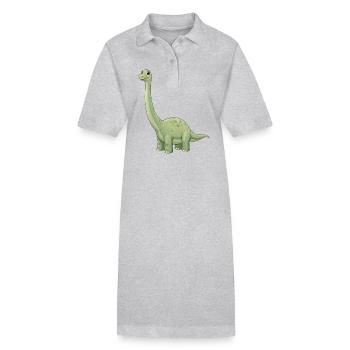 Dino Cartoon Brachiosaurus - Stanley/Stella Frauen Bio-Polokleid PAIGER - Grau meliert - Vorne