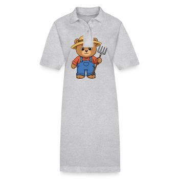 Teddybär Farmer - Stanley/Stella Frauen Bio-Polokleid PAIGER - Grau meliert - Vorne