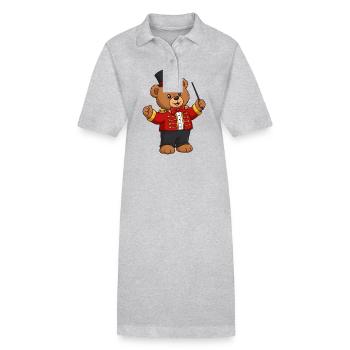 Teddybär Zirkusdirektor - Stanley/Stella Frauen Bio-Polokleid PAIGER - Grau meliert - Vorne