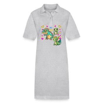Dino Dinos Kind Kinder - Stanley/Stella Frauen Bio-Polokleid PAIGER - Grau meliert - Vorne