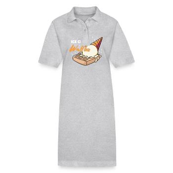 Eiscreme Waffeln Sirup Frühstückswaffeln - Stanley/Stella Frauen Bio-Polokleid PAIGER - Grau meliert - Vorne
