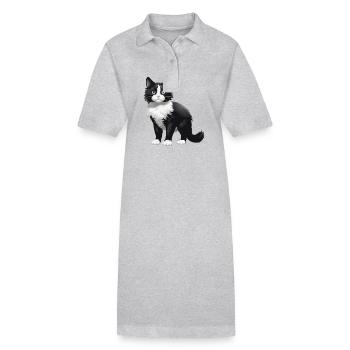 Chat mignon - Robe polo bio PAIGER Stanley/Stella Femme - gris chiné - Devant