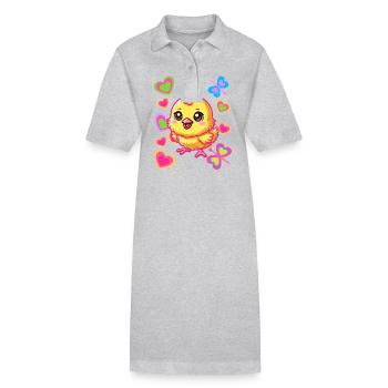 Kücken Frühling Ostern Osterfest Huhn Hühner Baby - Stanley/Stella Frauen Bio-Polokleid PAIGER - Grau meliert - Vorne