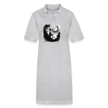 Mädchen Auf Einer Mauer Unter Vollmond - Stanley/Stella Frauen Bio-Polokleid PAIGER - Grau meliert - Vorne