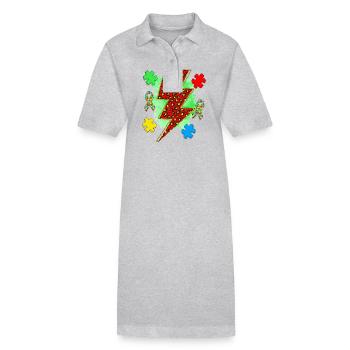 Autisme - Robe polo bio PAIGER Stanley/Stella Femme - gris chiné - Devant
