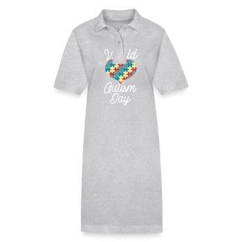 Puzzle de l’autisme Neurodiversité Journée mondiale de l’autisme - Robe polo bio PAIGER Stanley/Stella Femme - gris chiné - Devant