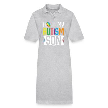 Autism Awareness Gift Parents Son - Stanley/Stella PAIGER Organic Women’s Polo Dress - heather grey - Front