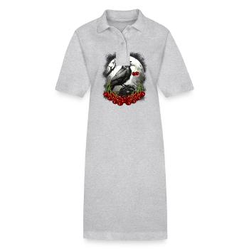 L’été : cerises, cerises, corbeaux, corbeaux, corbeaux - Robe polo bio PAIGER Stanley/Stella Femme - gris chiné - Devant