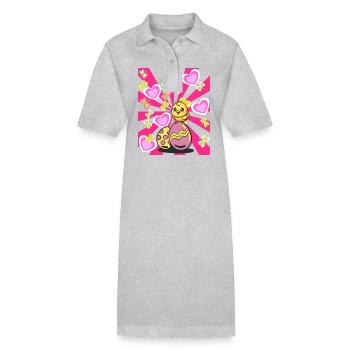 Ostern Retro Küken Osterei Ostereier Kinder 80er - Stanley/Stella Frauen Bio-Polokleid PAIGER - Grau meliert - Vorne