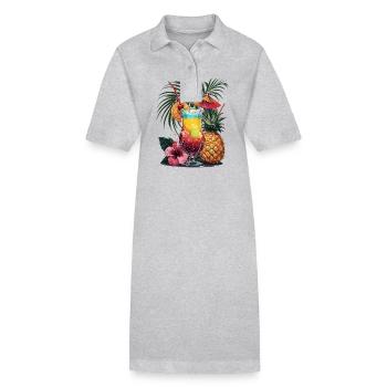 Tropical cocktail with pineapple and hibiscus - Stanley/Stella PAIGER Organic Women’s Polo Dress - heather grey - Front