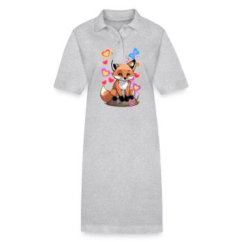 Fuchs Waldtiere Füchse Frühling Schmetterlinge - Stanley/Stella Frauen Bio-Polokleid PAIGER - Grau meliert - Vorne