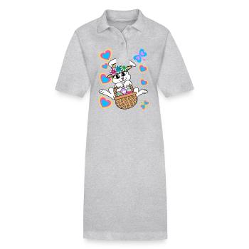 Lapin de Pâques Oeufs de lapin de Pâques Oeufs de Pâques - Robe polo bio PAIGER Stanley/Stella Femme - gris chiné - Devant