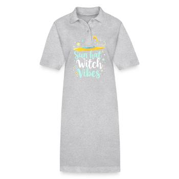 Sommer Hexen Beach Hexe Ästhetische Sonnenmagie - Stanley/Stella Frauen Bio-Polokleid PAIGER - Grau meliert - Vorne