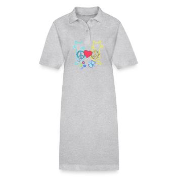 Retro Hippie Katzen Peace Katze Vintage Hippies - Stanley/Stella Frauen Bio-Polokleid PAIGER - Grau meliert - Vorne