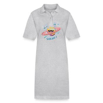 Bleib In Meiner Umlaufbahn Cooles Planetendesign - Stanley/Stella Frauen Bio-Polokleid PAIGER - Grau meliert - Vorne