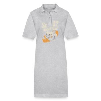 Funny Retro Camera Design - Stanley/Stella PAIGER Organic Women’s Polo Dress - heather grey - Front