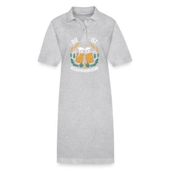 Lustiges Bier Design - Stanley/Stella Frauen Bio-Polokleid PAIGER - Grau meliert - Vorne