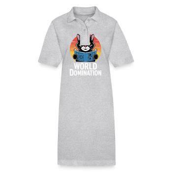 Domination mondiale – un chat avec de grands projets - Robe polo bio PAIGER Stanley/Stella Femme - gris chiné - Devant