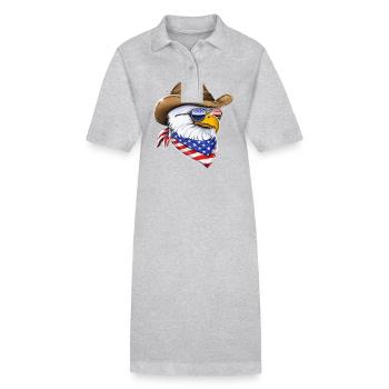 Amerikanischer Weißkopfseeadler Cowboy - Stanley/Stella Frauen Bio-Polokleid PAIGER - Grau meliert - Vorne