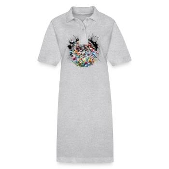 Maus Mäuse Ratte Blumen Blume Natur Umwelt - Stanley/Stella Frauen Bio-Polokleid PAIGER - Grau meliert - Vorne