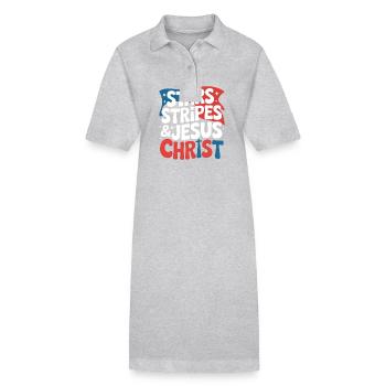 Croyant américain chrétien 4 juillet Jésus - Robe polo bio PAIGER Stanley/Stella Femme - gris chiné - Devant