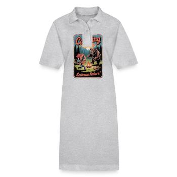 Camping drôle Embrasser la nature - Robe polo bio PAIGER Stanley/Stella Femme - gris chiné - Devant