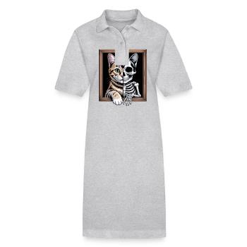 Le chat de Schrödinger mort vivant - Robe polo bio PAIGER Stanley/Stella Femme - gris chiné - Devant