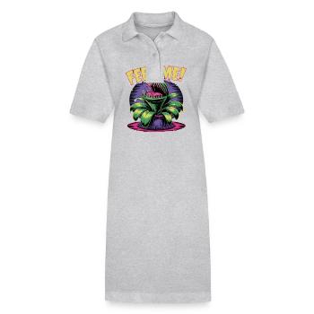 Feed Me! Carnivorous Plant Illustration - Stanley/Stella PAIGER Organic Women’s Polo Dress - heather grey - Front