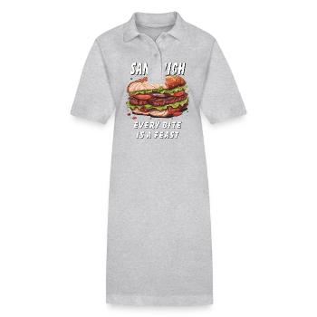 SANDWICH EVERY BITE IS A FEAST - Stanley/Stella PAIGER Organic Women’s Polo Dress - heather grey - Front