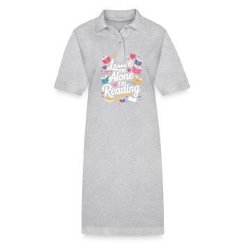 Lass mich alleine, ich lese! Bücherwurm Lesen - Stanley/Stella Frauen Bio-Polokleid PAIGER - Grau meliert - Vorne