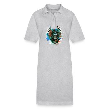 Crâne de chef indien - Robe polo bio PAIGER Stanley/Stella Femme - gris chiné - Devant